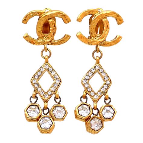 ebay chanel dangle earrings|authentic chanel logo earrings.